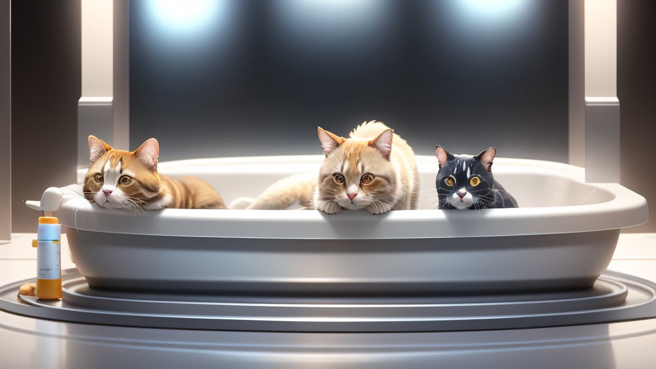 Three Cats on Reflective Surface at Pet Center Pet Tent