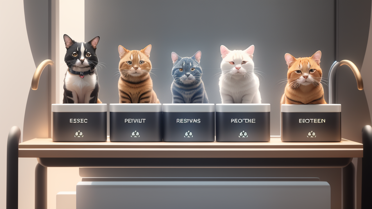 Six adorable cats from Center Pet on a chair, symbolizing Pet Care Evolution.