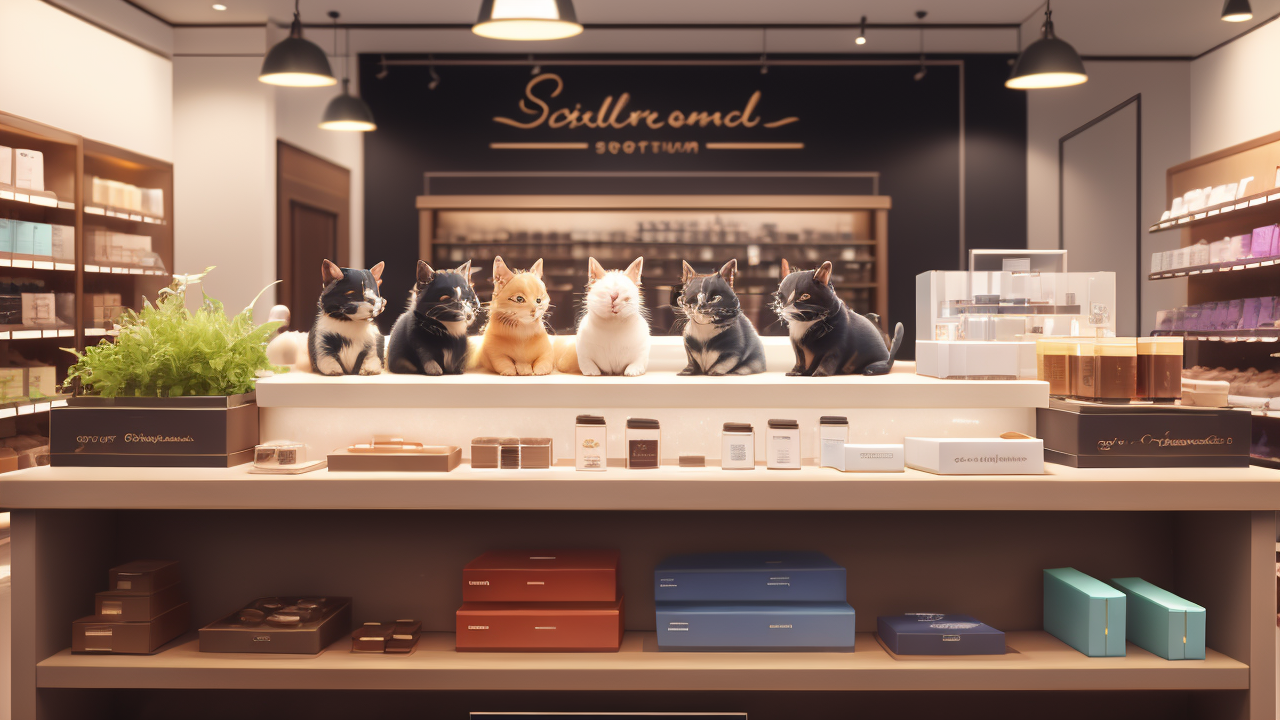 Pet Boutique modern pet shop trends with sleek containers and central cat focus